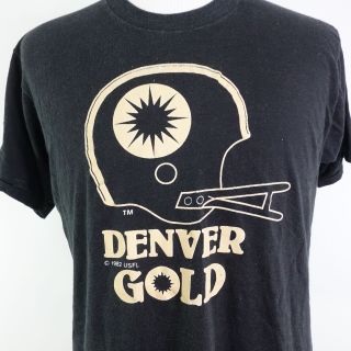 Vtg Denver Gold 1982 Usfl Helmet Logo Black Single Stitch Usa Made T Shirt Sz Xl