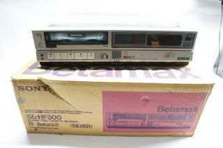 Sony Betamax Beta Hi - Fi Sl - Hf300 Vcr Stereo Video Cassette Recorder W/ Box Cords