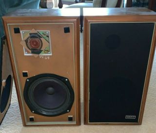 Large Advent Speakers - Walnut Beveled Wood Cabinets - Refoamed Woofers