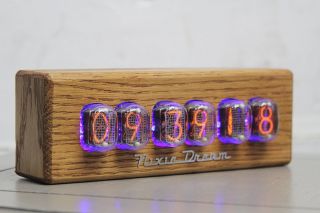 Nixie Tube Clock With In - 12 Tubes Assembled,  Remote Control,  Wooden Ash Casing
