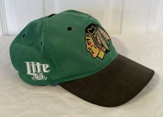 VINTAGE: MILLER LITE CHICAGO BLACKHAWKS NHL HOCKEY CAP HAT GREEN ONE SIZE 3