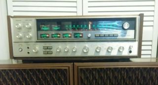 Sansui Qrx - 5500 Quadraphonic Stereo.  Classic Silver Face With Wood Case