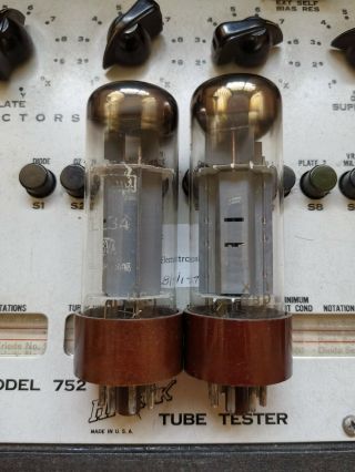 Pair (2) Early Xf1 Mullard El34 6ca7 With Double Round Getter