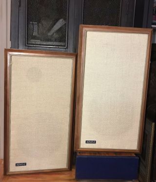 Sweet Pair 1975 The Advent Loudspeaker Floor Speakers Bullnose Walnut Cabs Kloss