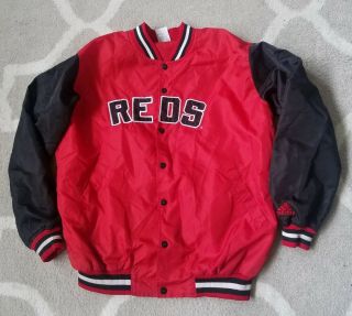 Vintage Youth Adidas Cincinnati Reds Satin Baseball Jacket Sz Large 14 16 Guc