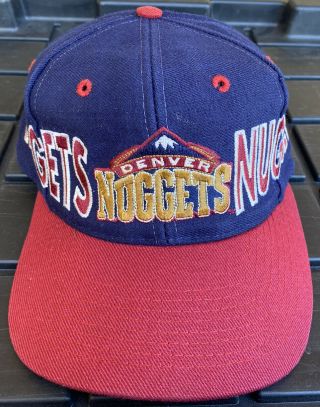Vintage 90s Denver Nuggets Signature Snapback Hat Cap Nba Plain Logo Spellout