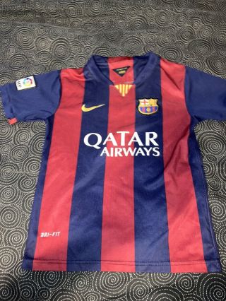 Nike Youth Fc Barcelona Qatar Airways Lionel Messi Soccer/football Jersey Size S