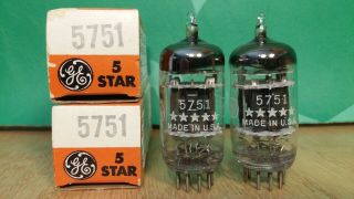 Closely Matched Ge 5 - Star 5751 Nos Nib Triple Mica 1957 Vacuum Tubes