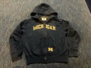 University Of Michigan Wolverines Full Zip Hoodie Women’s Size Small Banner Blue