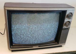 Panasonic 20 " Crt Tv Ctg - 1900 Woodgrain Retro Gaming Vintage Television V - Hold