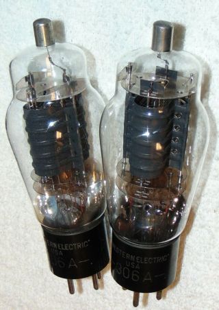 Rare Pair Western Electric 306a 306 - A Engraved Base Cup Getter Tubes Nos