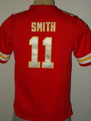 Nike Sewn Alex Smith 11 Kansas City Chiefs Red Nfl Football Jersey Youth Large