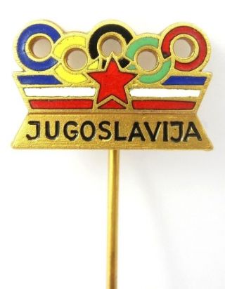 1972 Munich Olympic Games Yugoslavia Noc Pin Badge Enamel By Bertoni