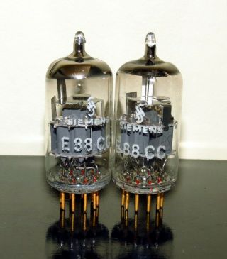 Rare Matched Pair Siemens E88cc/6922/6dj8/ecc88 Tube O - Getter Gold Pins