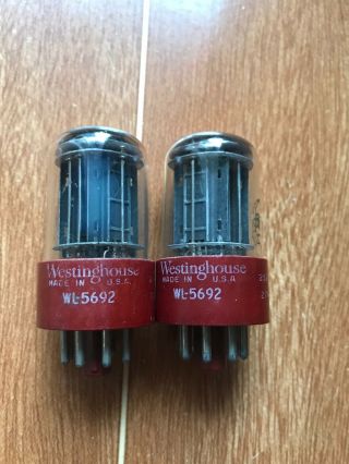 Westinghouse/rca 5692/6sn7 Red Base Black Plate,  Triple Mica Test Nos,  Dd Getter