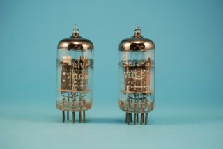 Matched Pair Belvu / Mazda 5751 Nos Silver Plate Triple Mica Double Triode Tubes