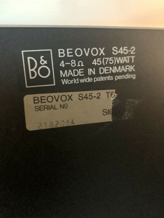 Bang & Olufsen B & O Beovox S45 - 2 Type 6312 Speakers, 2