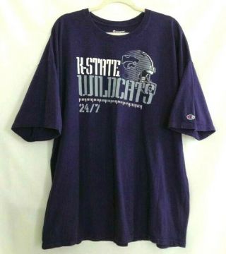 Kansas State Wildcats Champion Mens Graphic T - Shirt Purple Crew 3xl