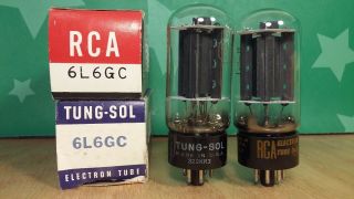 Closely Matched Pair Rca 6l6gc Nos Nib Black Plate Bottom Getters Vacuum Tubes