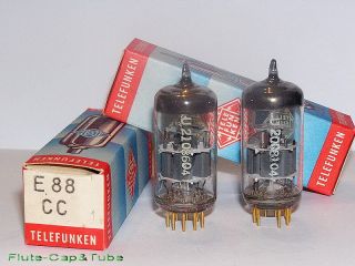 NOS NIB 1968 ' s Telefunken E88CC 6922 / CCa gold pin Matched Pair tubes.  Ulm II 2