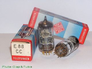 NOS NIB 1968 ' s Telefunken E88CC 6922 / CCa gold pin Matched Pair tubes.  Ulm II 3