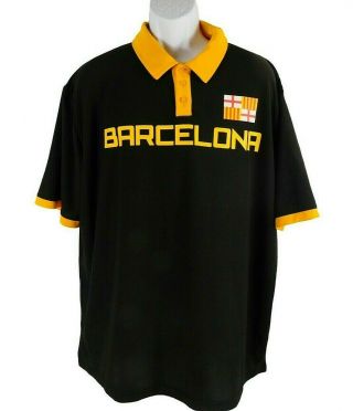 Fc Barcelona Collared Short Sleeve Soccer Shirt Size Xl Black & Yellow