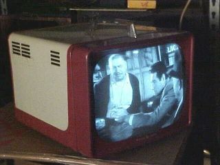Retro Vintage Ge Portable Tv 1955 Two Tone Red / White Great Gaming