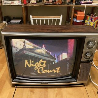 Vintage Panasonic Color Crt Tube Tv Retro 1986 Television 80s Woodgrain Click