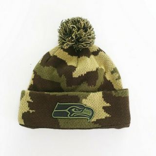 Pro Line Nfl Seattle Seahawks 2017 Camouflage Beanie Lined Pom Hat