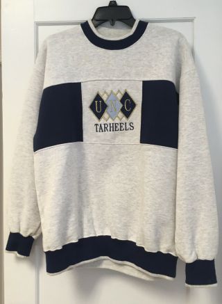 Vintage Carolina Unc Tar Heels Dodger Crewneck Sweatshirt Ncaa Gray/navy Size M