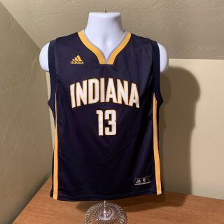 Paul George Indiana Pacers 13 Adidas Blue Basketball Jersey,  Youth Large Euc