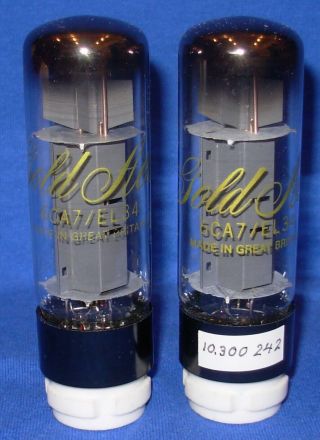 Nos/nib Matched Pair Mullard El34 / 6ca7 Vacuum Tubes Branded For Gold Aero