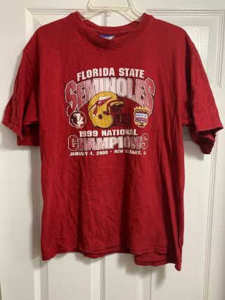 Champion Vintage Florida State Seminoles 1999 National Champions T - Shirt Size M