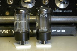 Matched pair Amperex Bugle Boy GZ34 Tubes,  OO Getters,  f32 fully 112 - 113 2