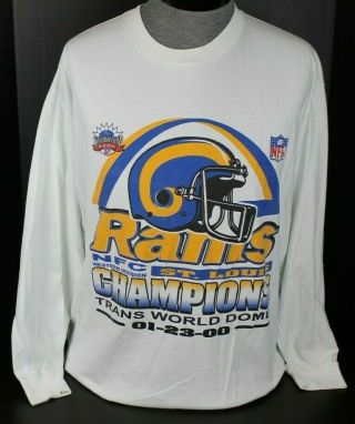 Vintage 2000 St.  Louis Los Angeles Rams Champion Nfl Football Mens Ls T - Shirt Xl
