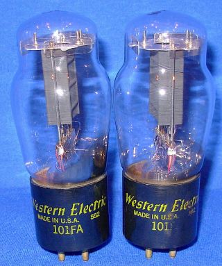 Strong Matched Pair Western Electric 101fa Triode Vacuum Tubes Same 1955 Date Ww