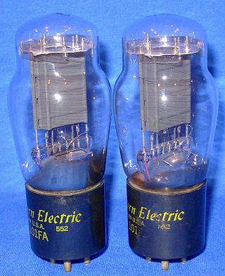 Strong Matched Pair Western Electric 101FA Triode Vacuum Tubes Same 1955 Date WW 2
