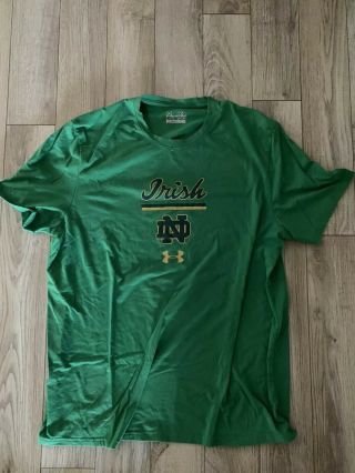 Mens Under Armour Notre Dame Fighting Irish Xl Extra Large Shirt Ua Loose Green