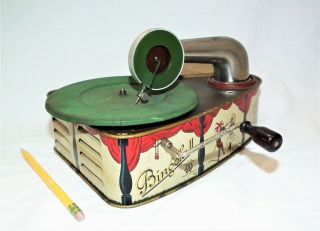 Rare Vintage German Bingola Portable Phonograph Gramophone 78 Rpm Record Player
