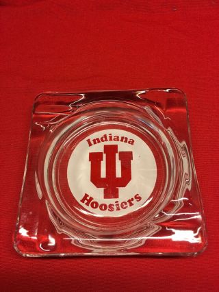 Vtg Indiana University Hoosiers Glass Ashtray Basketball Football