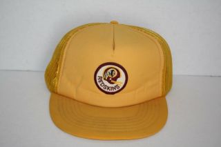 Vintage Washington Redskins Trucker Patch Hat Yellow Rare Ajd 80s Gibbs Theisman
