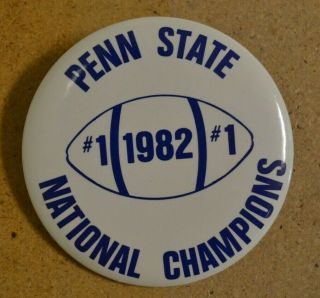 Vtg 1982 Penn State Nittany Lions National Champions 3.  5 " Pin Button Football