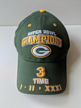 Vintage Green Bay Packers Snapback Hat Cap 3 Time Bowl Champions Nfl