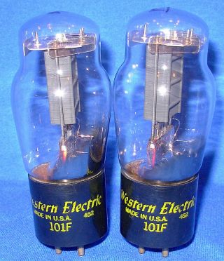Good Matched Pair Western Electric 101f Triode Vacuum Tubes Same 1954 Date Yy