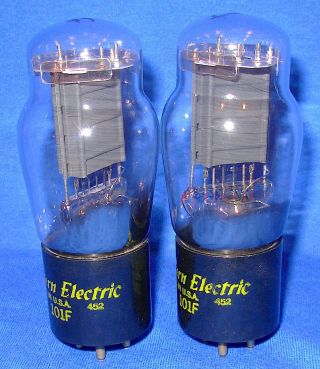 Good Matched Pair Western Electric 101F Triode Vacuum Tubes Same 1954 Date YY 2