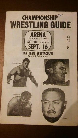 Philly Wrestling Program Wwwf Nwa 1967 Sammartino Carpentier Tanak Albano Vintag