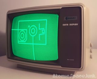 Bmc Vintage Computer Monitor Green Monochrome Video Tv 1983 Space Age Bm - 12