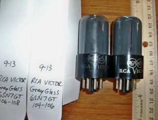 2 Strong Matched Rca Victor Gray Glass 6sn7gt Tubes