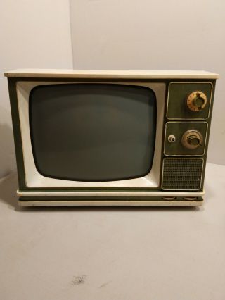 Rare Vintage Zenith Avocado Green Solid State Tube 12 " Tv Black & White 1975