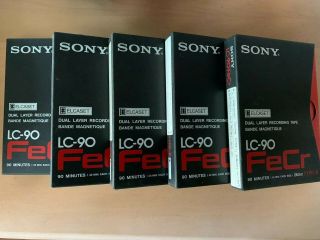 5 X Sony Elcaset Dual Layer Recording Lc - 90 Fecr Type Ii Tapes -